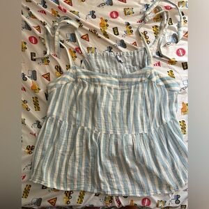 Old Navy Blue and White Textured Top